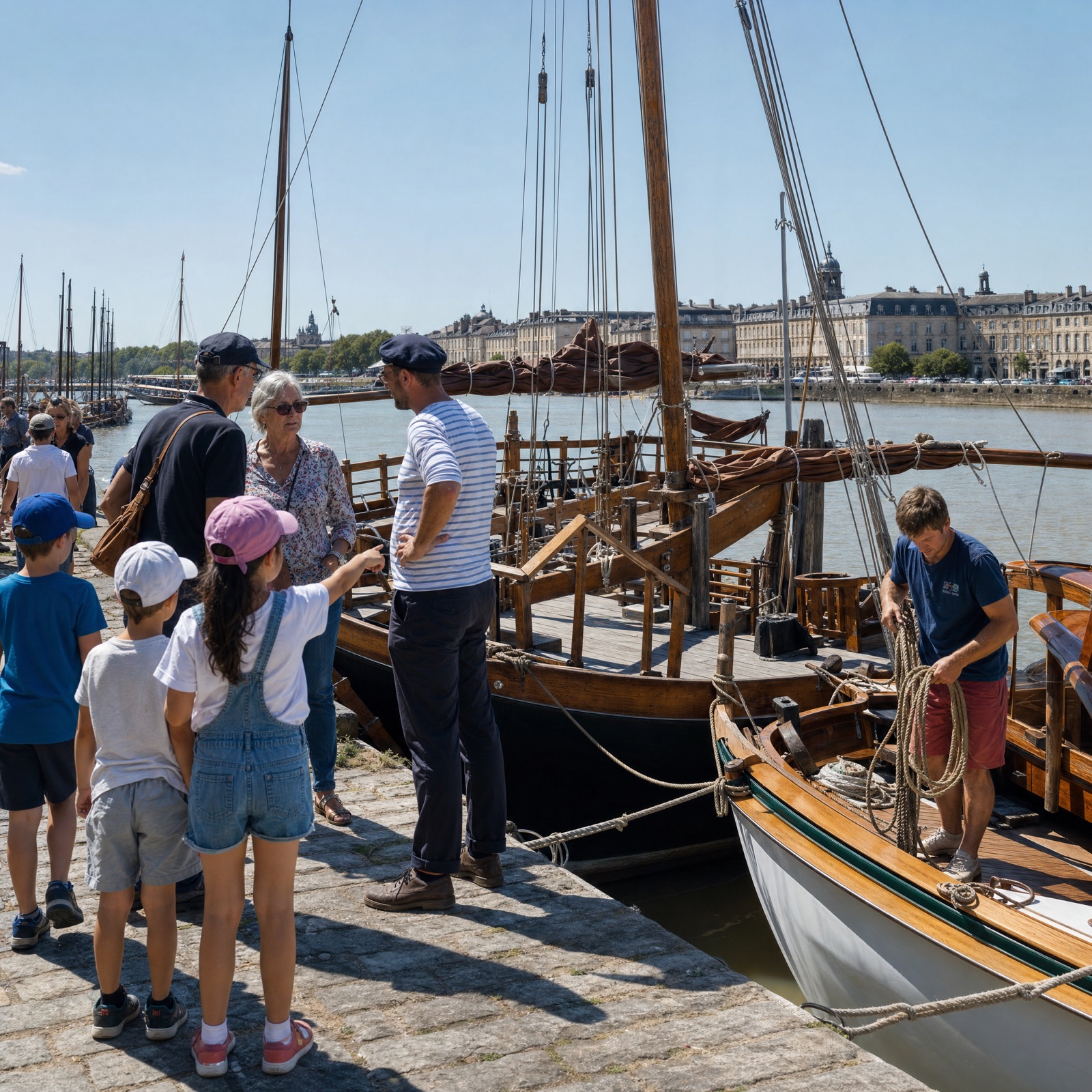Apprentis sur la Garonne à bord de la gabarre du Comité de Langon
